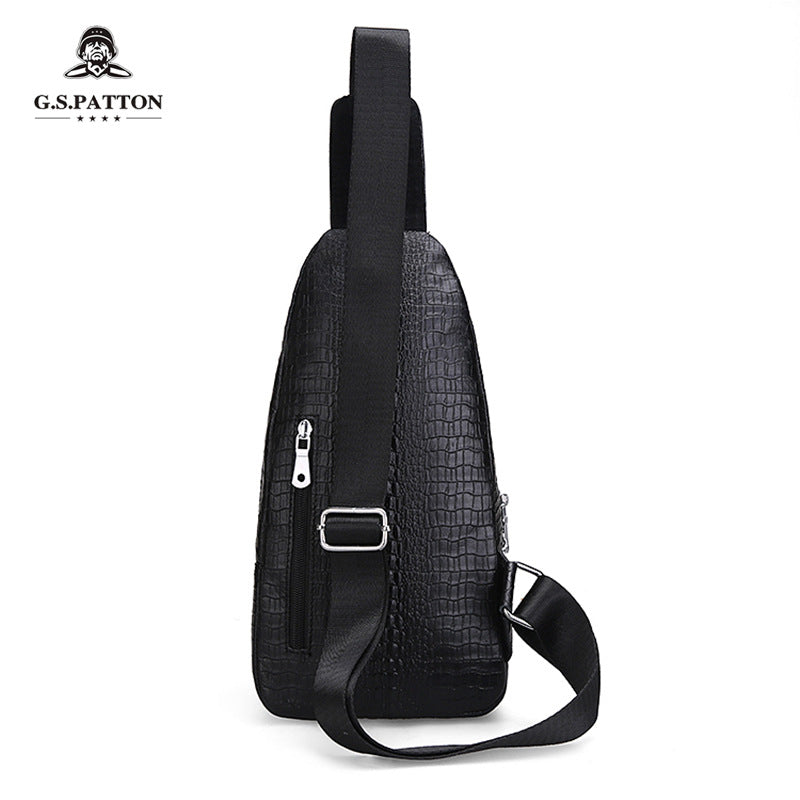 Men's Crocodile Pattern For Leather Pocket Cowhide Men's Chest Bags