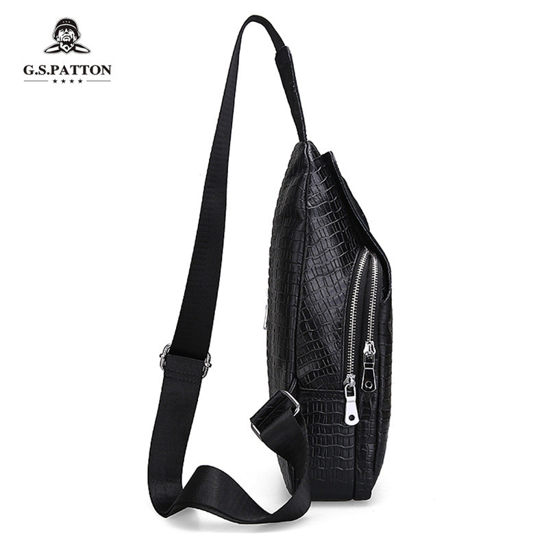 Men's Crocodile Pattern For Leather Pocket Cowhide Men's Chest Bags