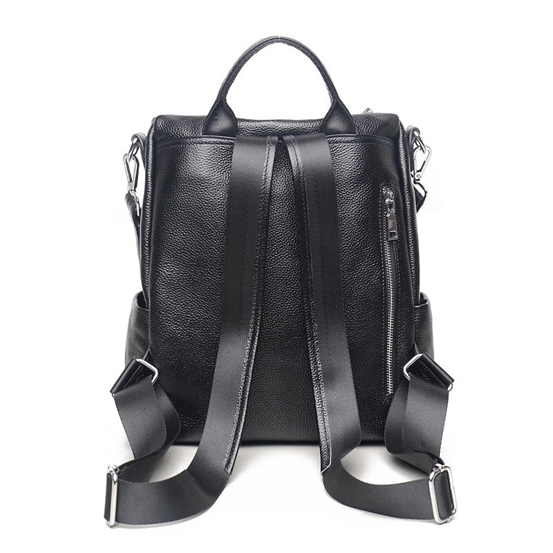 Women's Full Waterproof Blue Korean Style Leather Backpacks