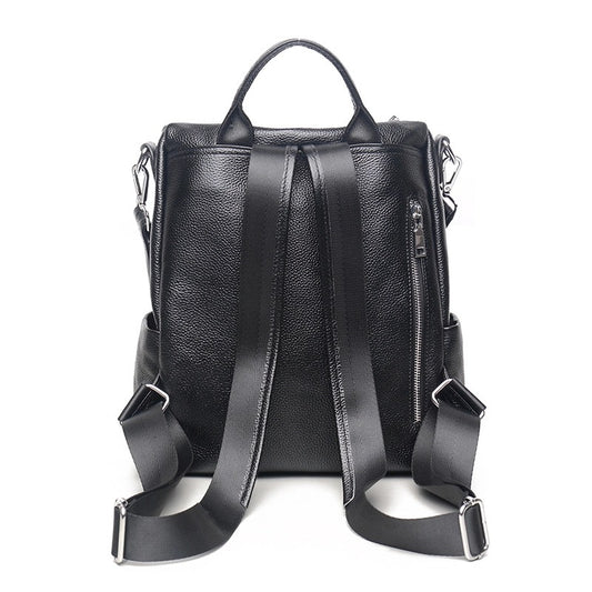 Women's Full Waterproof Blue Korean Style Leather Backpacks