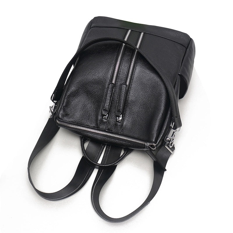 Women's Full Waterproof Blue Korean Style Leather Backpacks