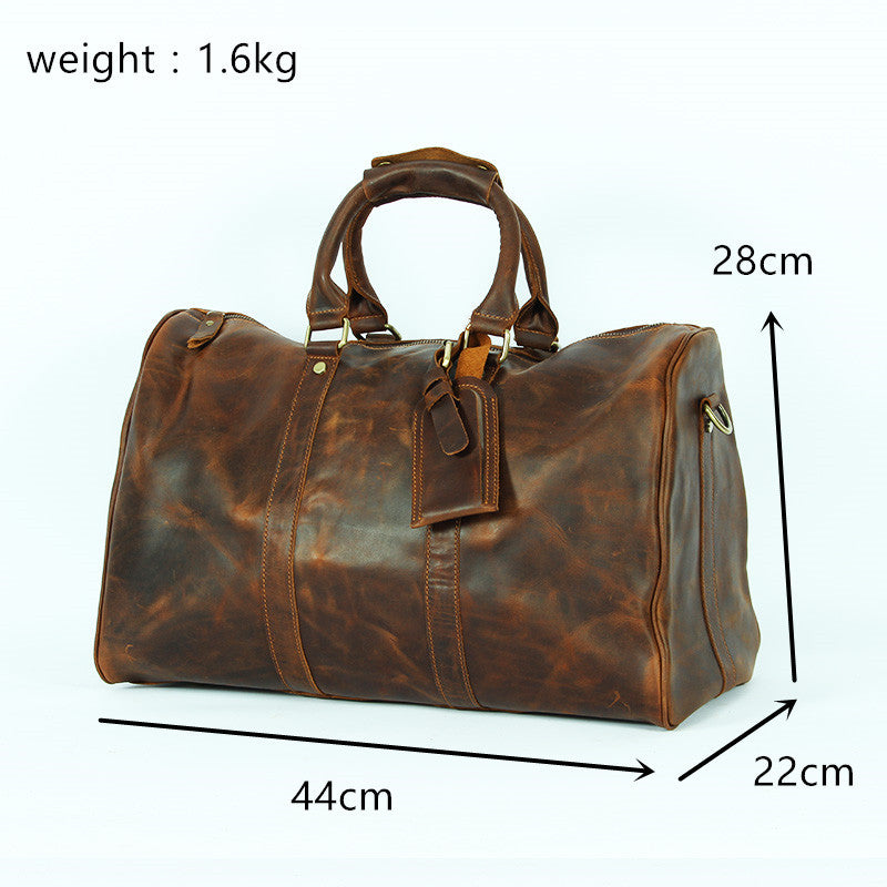 Men's Fashion Retro Portable Crazy Horse Leather Inch Travel Bags