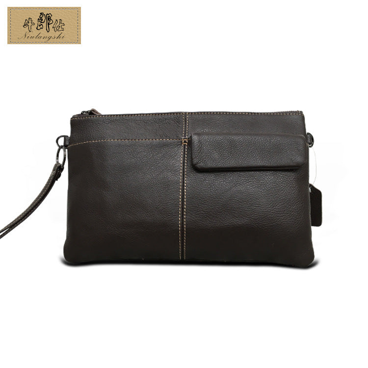Men's Leather Male Clutch First Layer Cowhide Men's Handbags