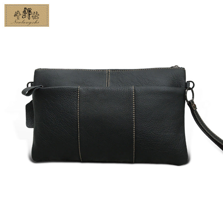 Men's Leather Male Clutch First Layer Cowhide Men's Handbags