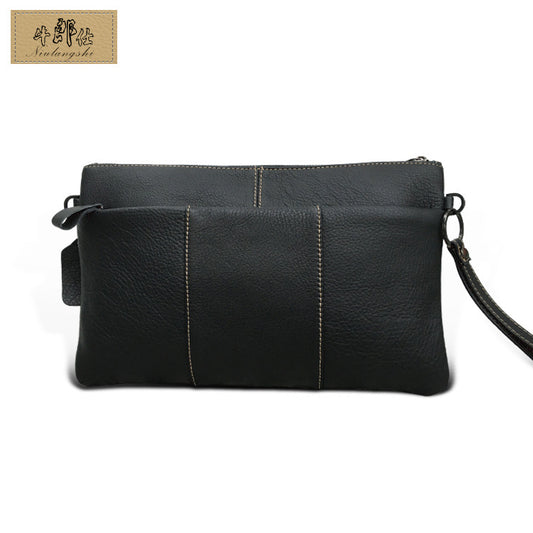 Men's Leather Male Clutch First Layer Cowhide Men's Handbags