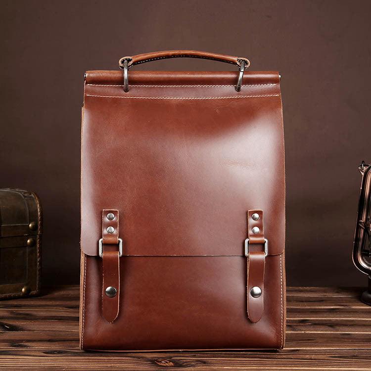 Women's Genuine Leather Crazy Horse Unisex Cowhide Backpacks