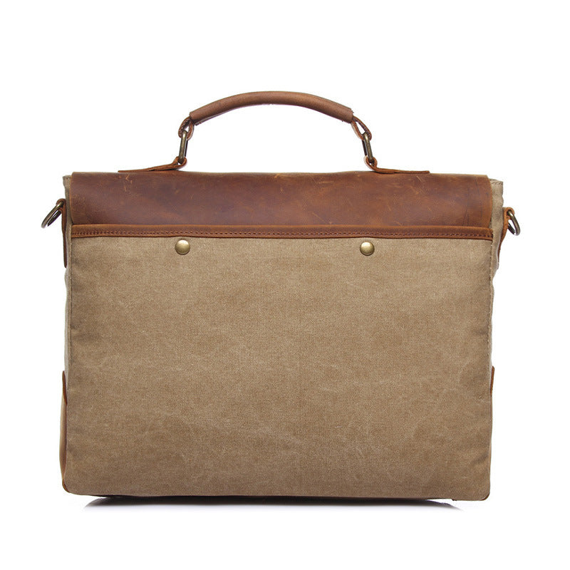 Men's Crazy Horse Leather Retro Canvas Men's Messenger Bags