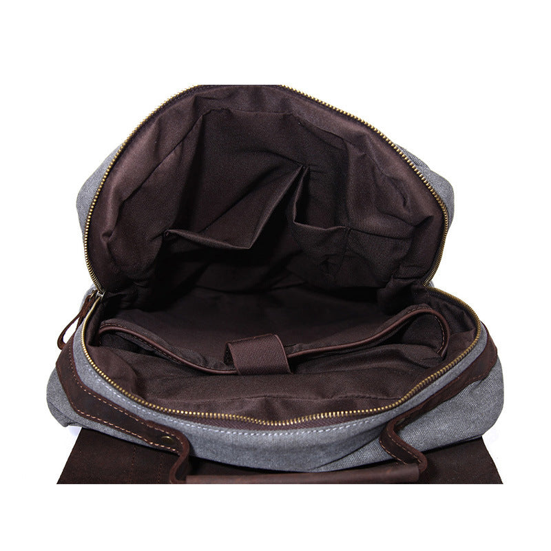 Men's Vintage Canvas Crazy Horse Leather Computer Backpacks