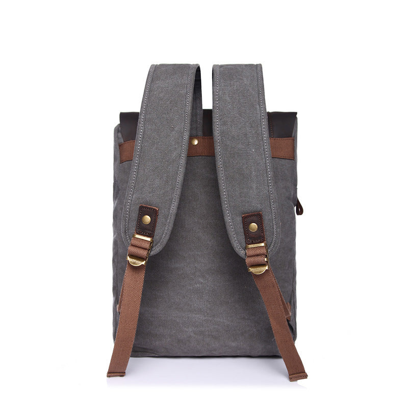 Men's Vintage Canvas Crazy Horse Leather Computer Backpacks