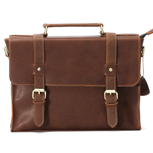 Men's Retro Crazy Horse Leather Genuine Handmade Men's Briefcases