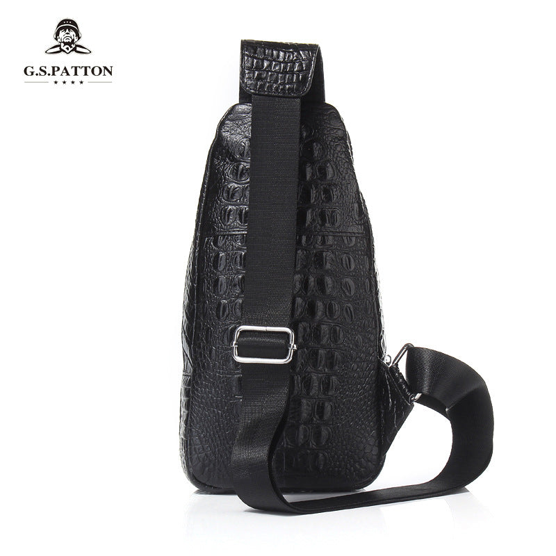 Men's Crocodile Pattern Genuine Leather Retro Street Men's Chest Bags