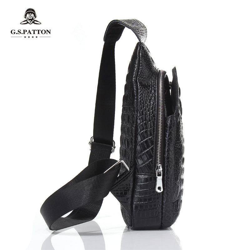 Men's Crocodile Pattern Genuine Leather Retro Street Men's Chest Bags