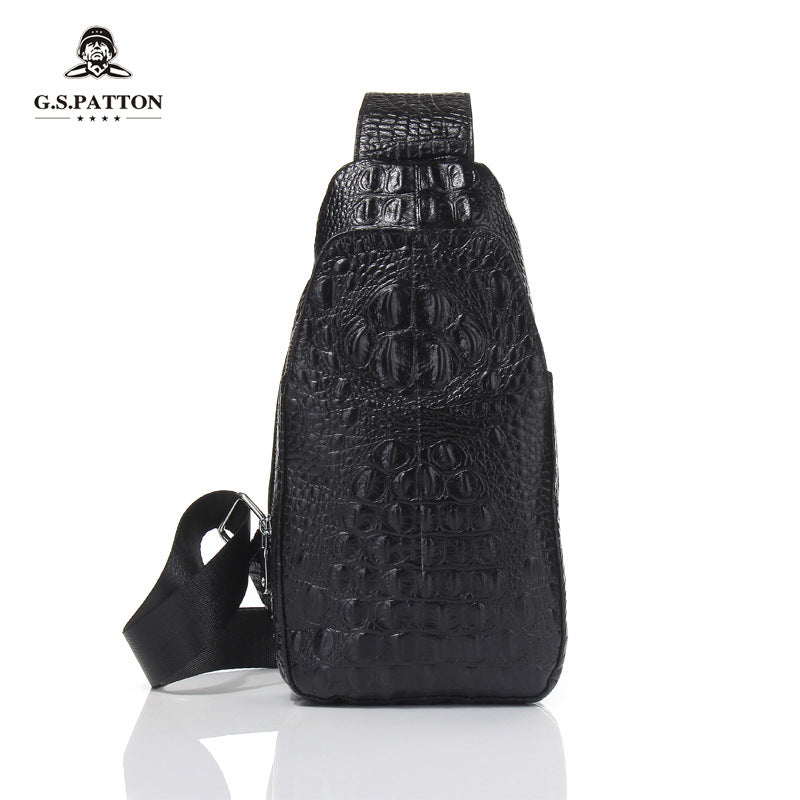 Men's Crocodile Pattern Genuine Leather Retro Street Men's Chest Bags