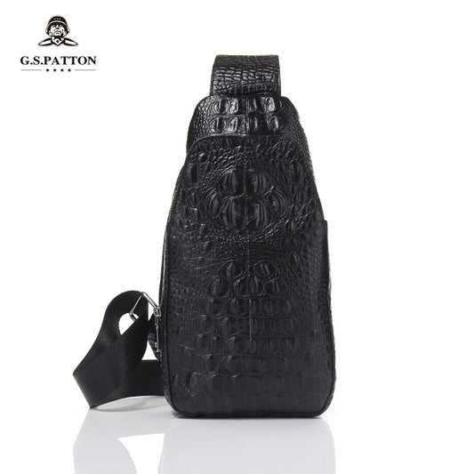 Men's Crocodile Pattern Genuine Leather Retro Street Men's Chest Bags