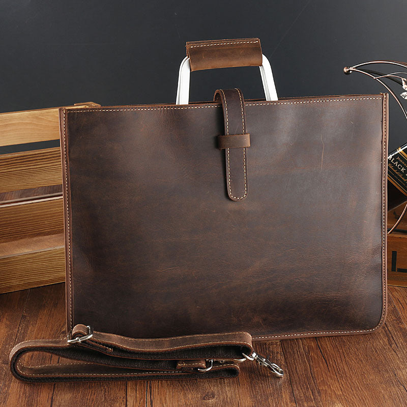 Men's Horizontal Retro Business Genuine Cattlehide Surface Men's Handbags