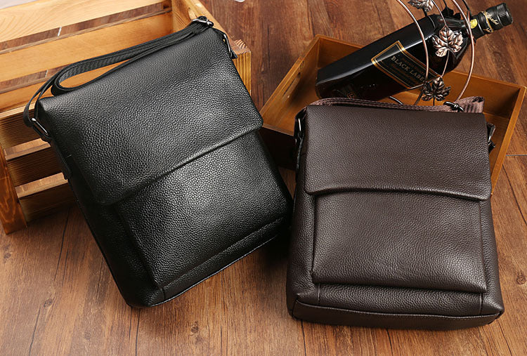 Men's Pouch Fashion Litchi Pattern First Layer Men's Shoulder Bags