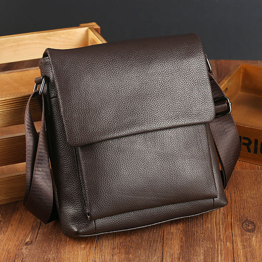 Men's Pouch Fashion Litchi Pattern First Layer Men's Shoulder Bags