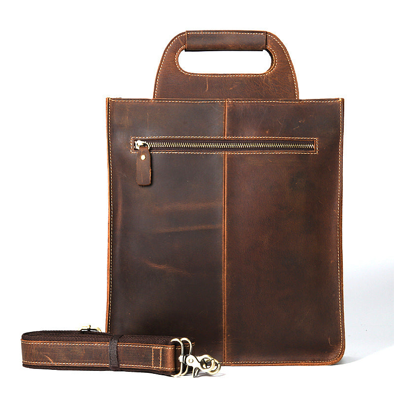 Women's & Men's & Crazy Horse Leather Vertical Genuine Men's Shoulder Bags