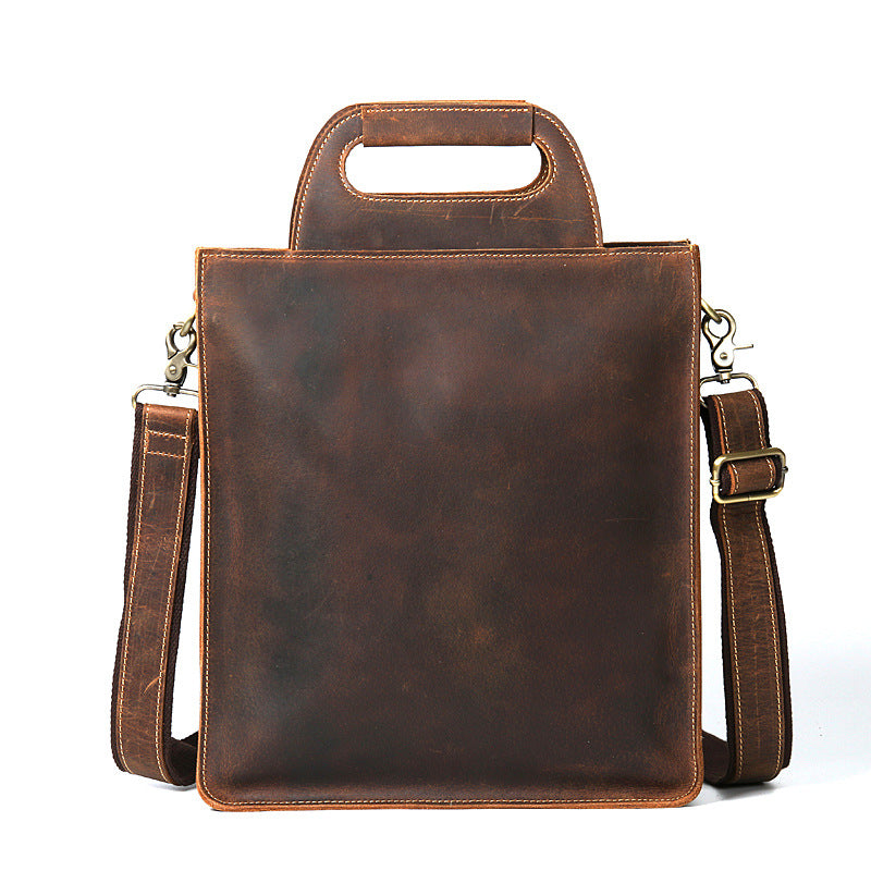 Women's & Men's & Crazy Horse Leather Vertical Genuine Men's Shoulder Bags