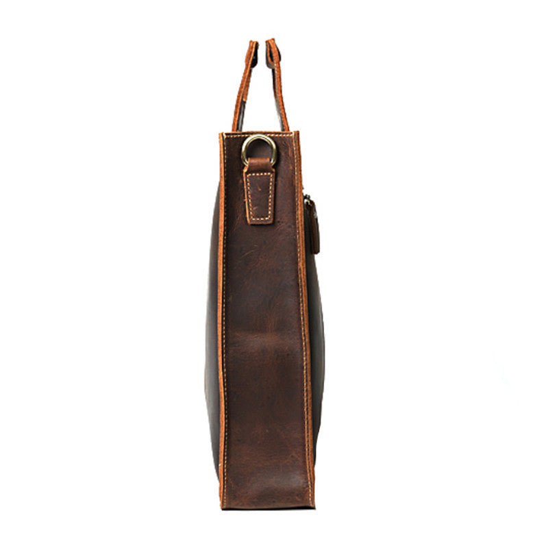 Women's & Men's & Crazy Horse Leather Vertical Genuine Men's Shoulder Bags