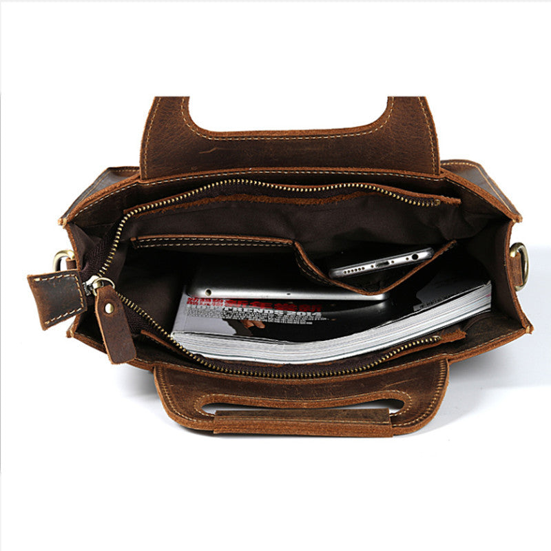 Women's & Men's & Crazy Horse Leather Vertical Genuine Men's Shoulder Bags