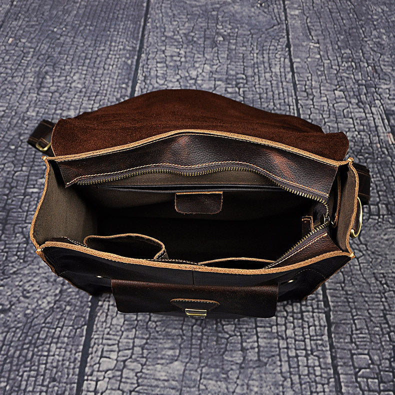 Men's Crazy Horse Leather Genuine Retro Large Backpacks
