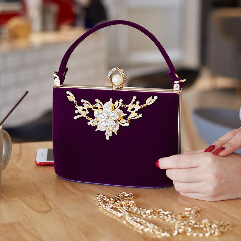 Women's Fashion Diamond Party Dress Clutch Chain Handbags