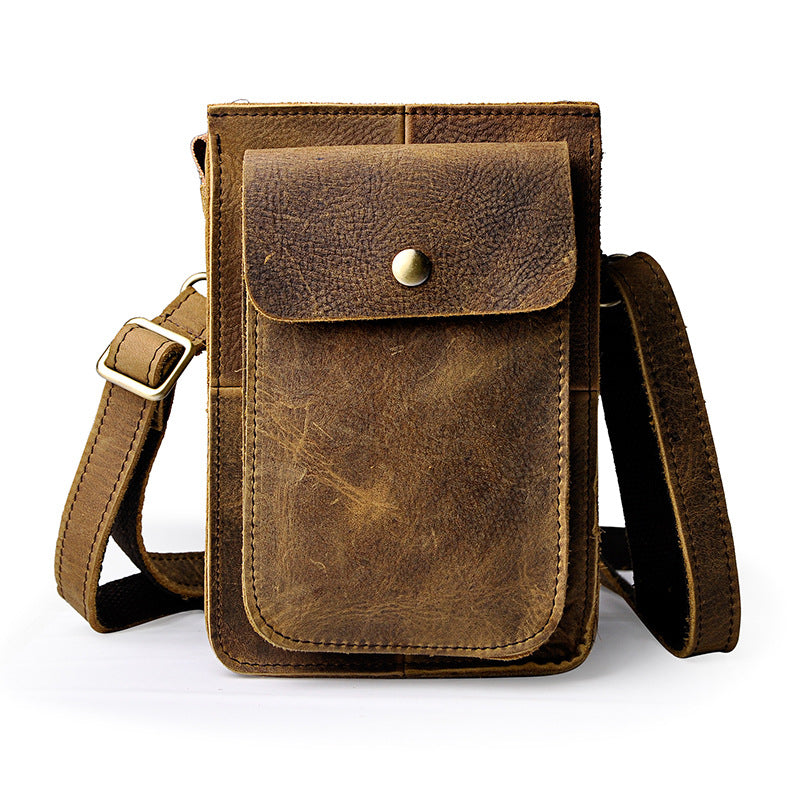 Men's Top Layer Crazy Horse Skin Cowhide Shoulder Bags
