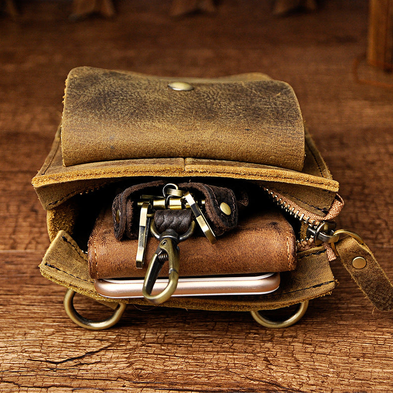 Men's Top Layer Crazy Horse Skin Cowhide Shoulder Bags