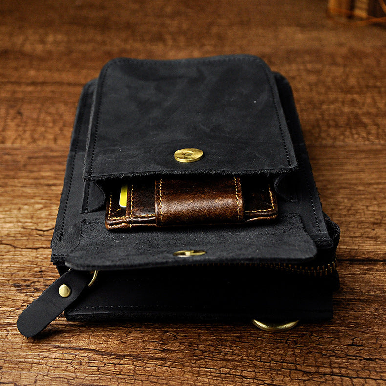 Men's Top Layer Crazy Horse Skin Cowhide Shoulder Bags