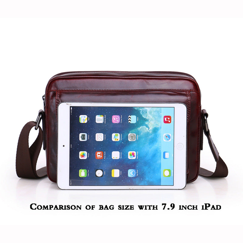 Men's Oil Waxed Leather First Layer Cowhide Men's Shoulder Bags
