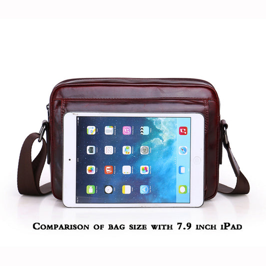 Men's Oil Waxed Leather First Layer Cowhide Men's Shoulder Bags