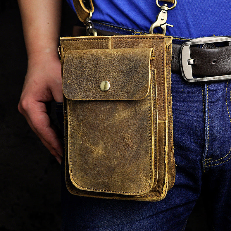 Men's Top Layer Crazy Horse Skin Cowhide Shoulder Bags