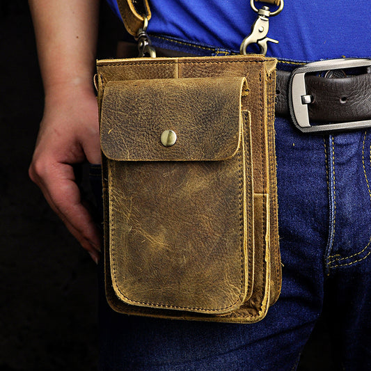 Men's Top Layer Crazy Horse Skin Cowhide Shoulder Bags