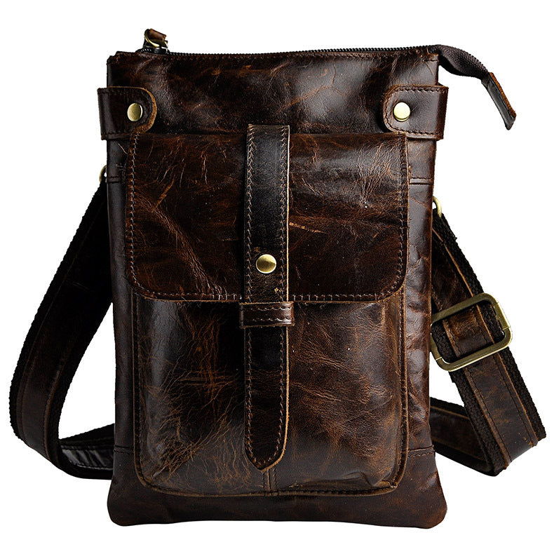 Men's Layer Oil Wax Skin Cowhide Trendy Men's Chest Bags