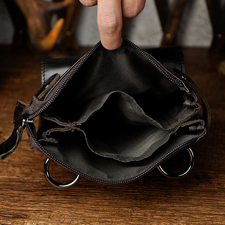 Men's Layer Oil Wax Skin Cowhide Trendy Men's Chest Bags