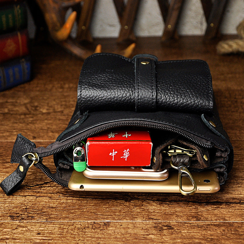 Men's Layer Oil Wax Skin Cowhide Trendy Men's Chest Bags