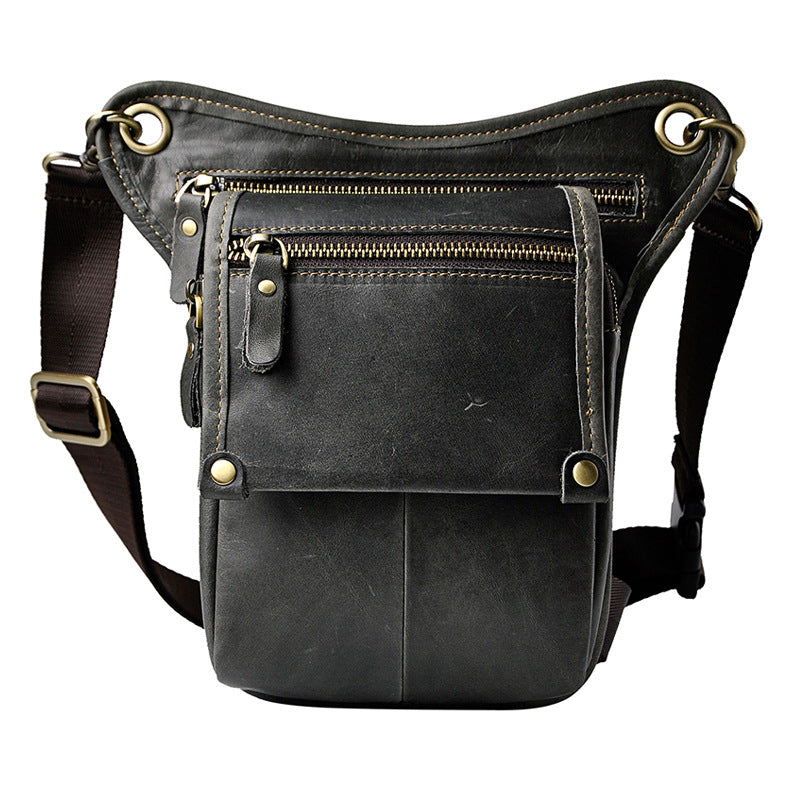 Men's Waxed Leather Cowhide Euro Trendy Cool Men's Chest Bags