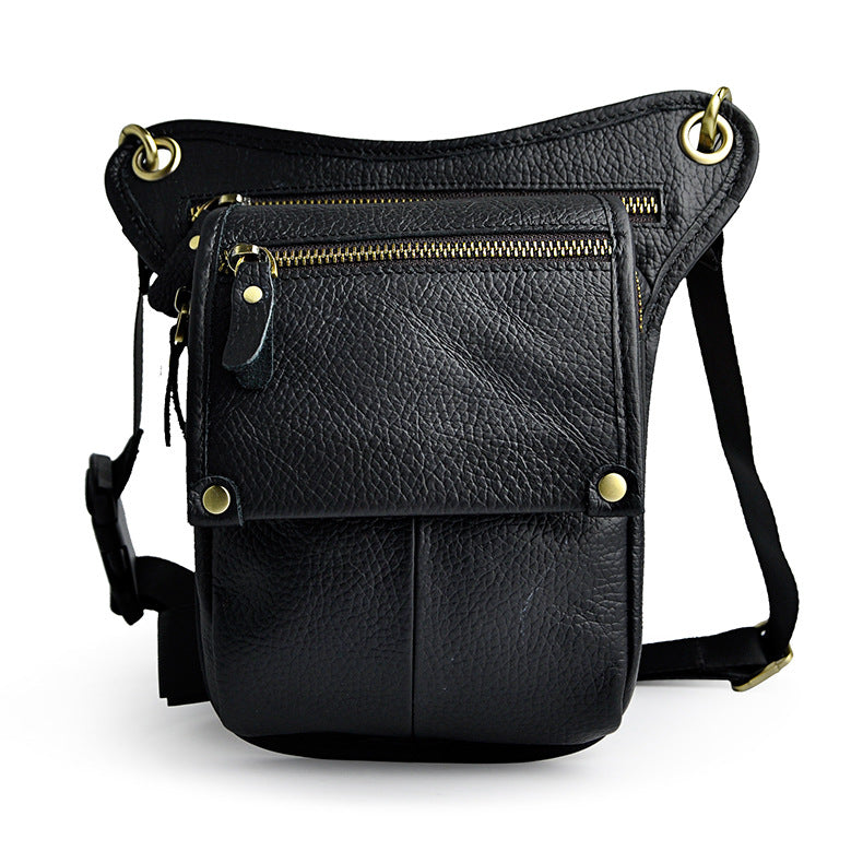 Men's Waxed Leather Cowhide Euro Trendy Cool Men's Chest Bags