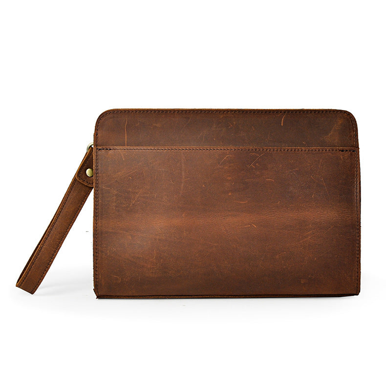 Men's Top Layer Crazy Horse Skin Cowhide Retro Large Men's Handbags