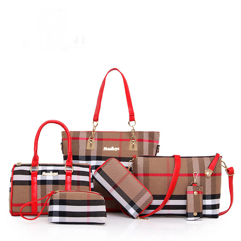 Women's Pretty Fashion Plaid Canvas Portable Shoulder Bags