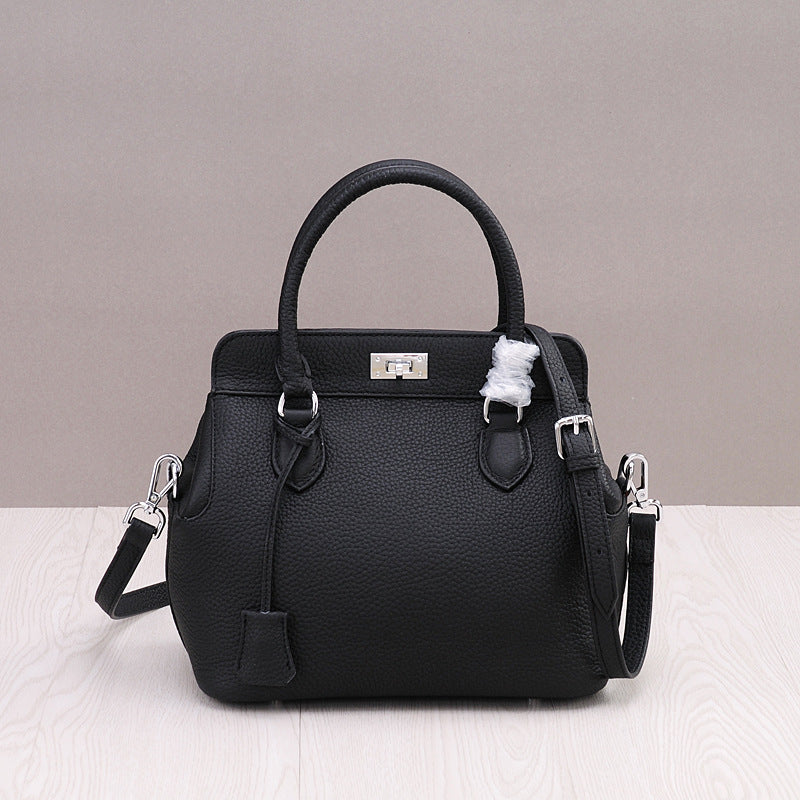 Women's Layer Cowhide Milk Carton Portable Korean Crossbody Bags