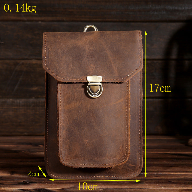 Top Layer Crazy Horse Skin Leather For Men's Waist Packs