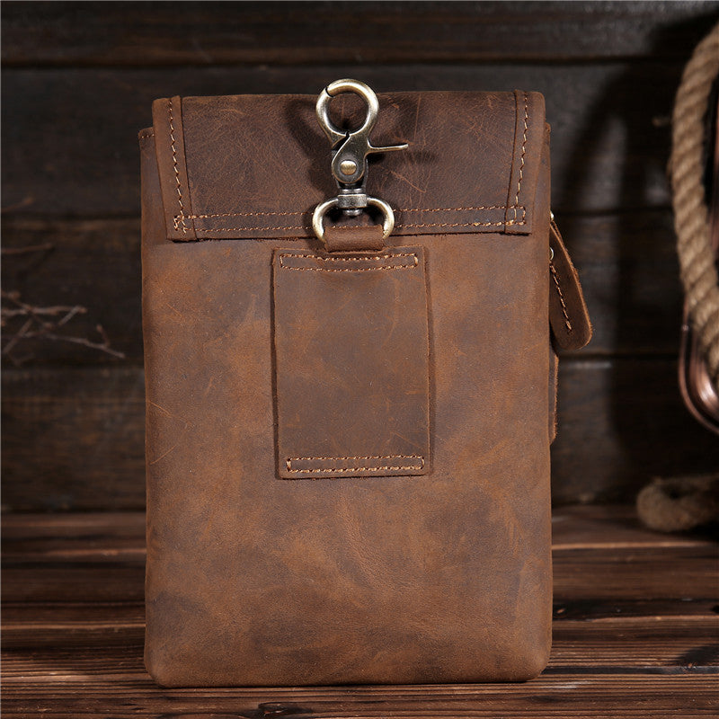 Men's Retro Genuine Cattlehide Leather Surface Mobile Men's Waist Packs