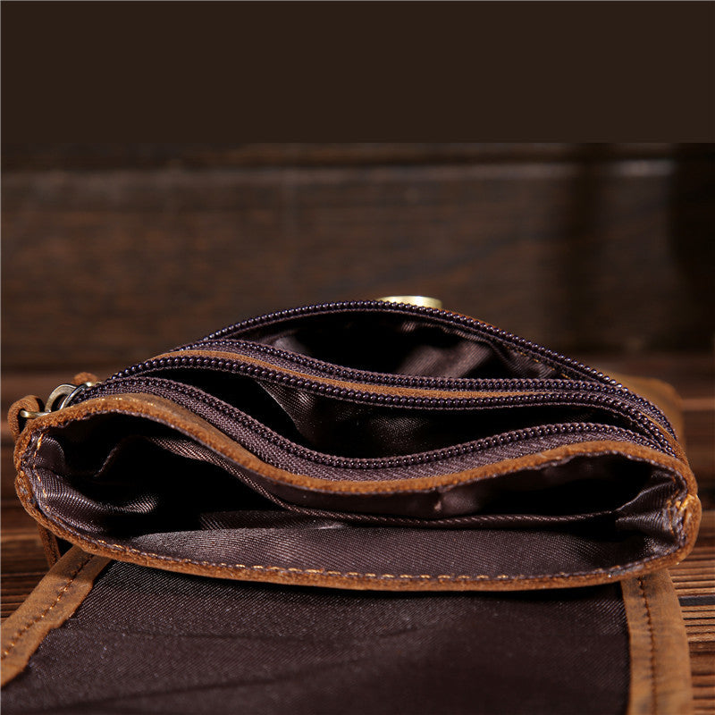 Men's Retro Genuine Cattlehide Leather Surface Mobile Men's Waist Packs