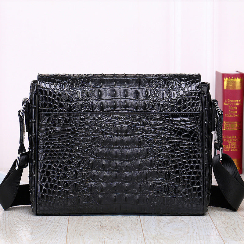 Men's Crocodile Leather Pattern Top Layer Horizontal Men's Messenger Bags