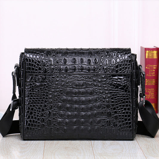 Men's Crocodile Leather Pattern Top Layer Horizontal Men's Messenger Bags
