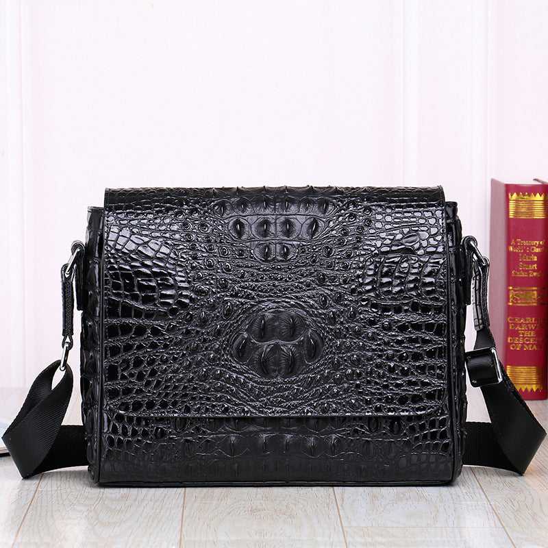 Men's Crocodile Leather Pattern Top Layer Horizontal Men's Messenger Bags