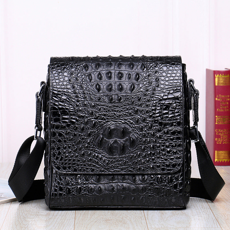 Men's Crocodile Pattern Business Vertical Cowhide Men's Messenger Bags