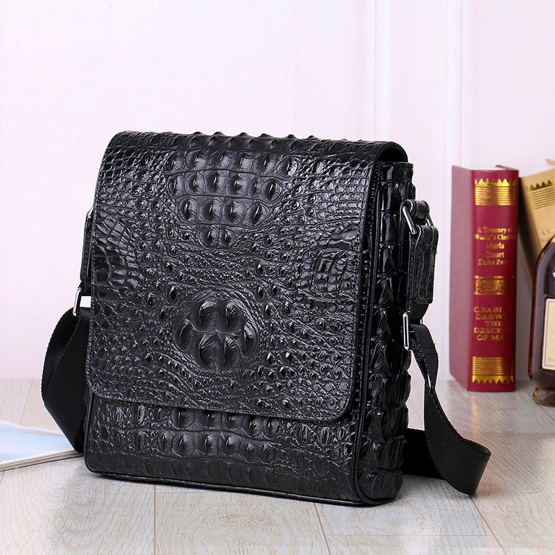 Men's Crocodile Pattern Business Vertical Cowhide Men's Messenger Bags